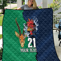 Custom France South Africa Rugby Quilt Springboks and Gallic Rooster World Cup 2023 - Wonder Print Shop
