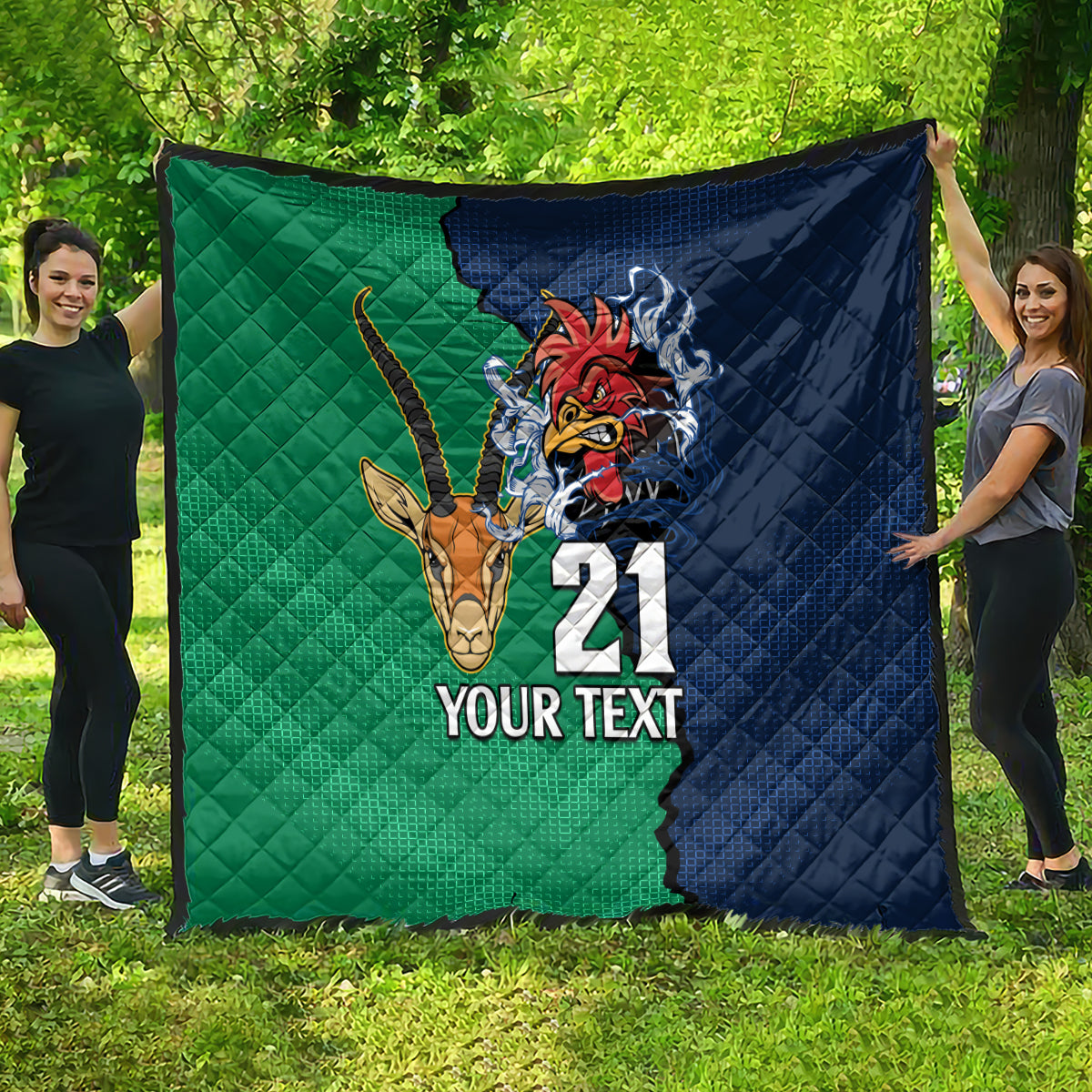 Custom France South Africa Rugby Quilt Springboks and Gallic Rooster World Cup 2023 - Wonder Print Shop