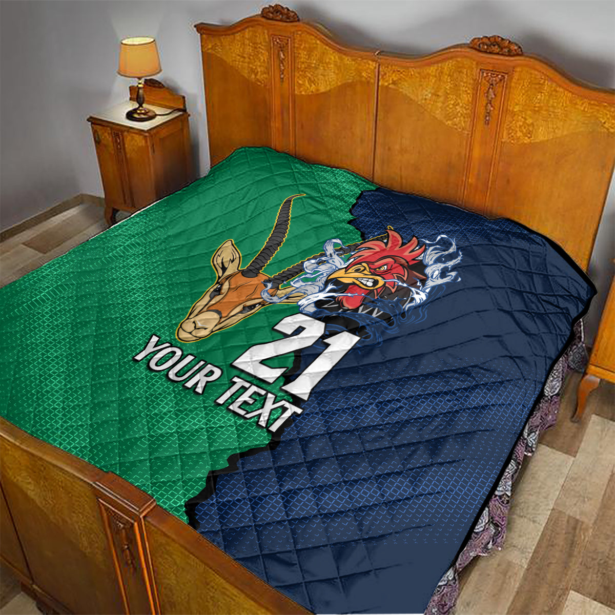 Custom France South Africa Rugby Quilt Springboks and Gallic Rooster World Cup 2023 - Wonder Print Shop