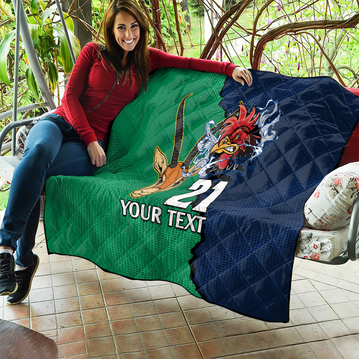 Custom France South Africa Rugby Quilt Springboks and Gallic Rooster World Cup 2023 - Wonder Print Shop