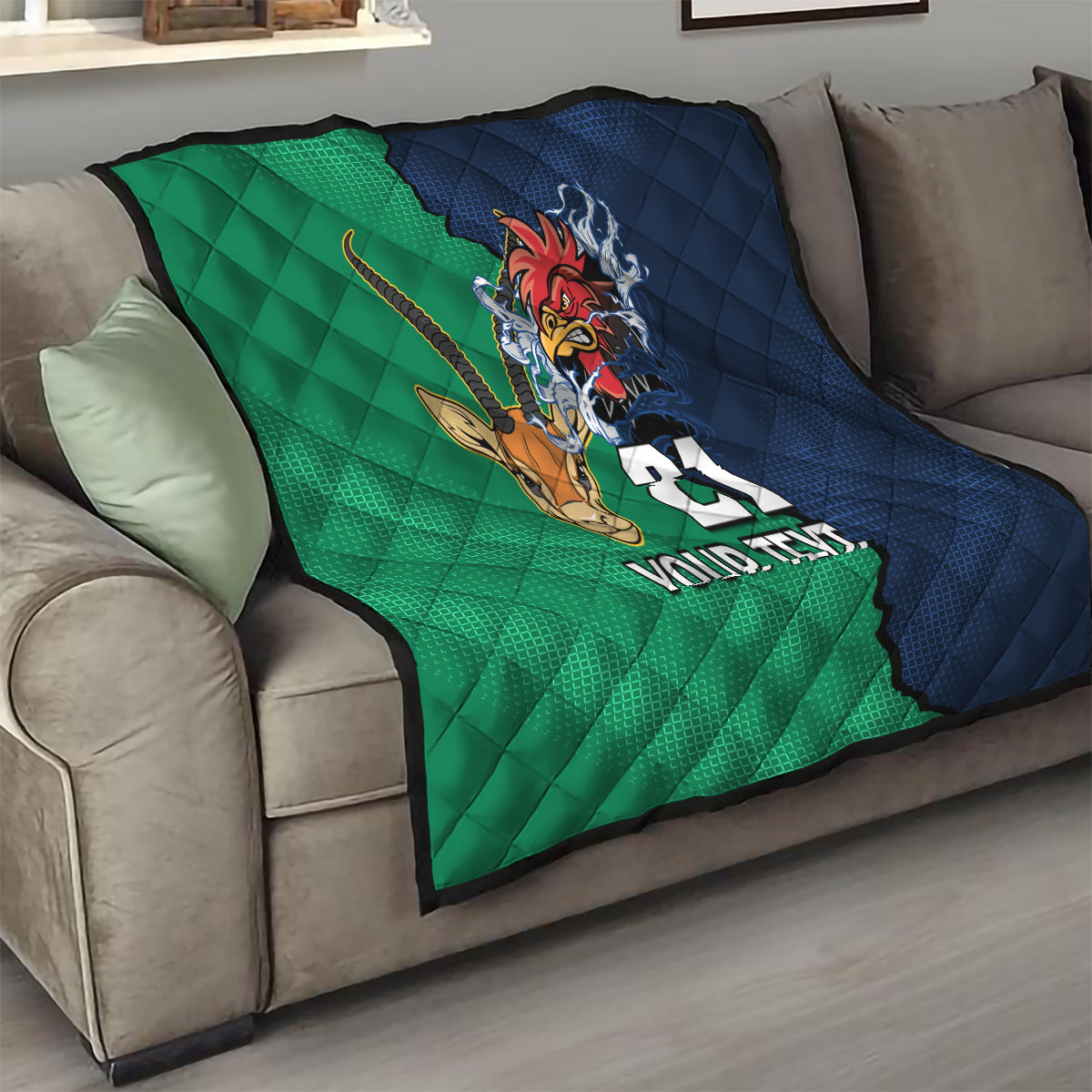 Custom France South Africa Rugby Quilt Springboks and Gallic Rooster World Cup 2023 - Wonder Print Shop