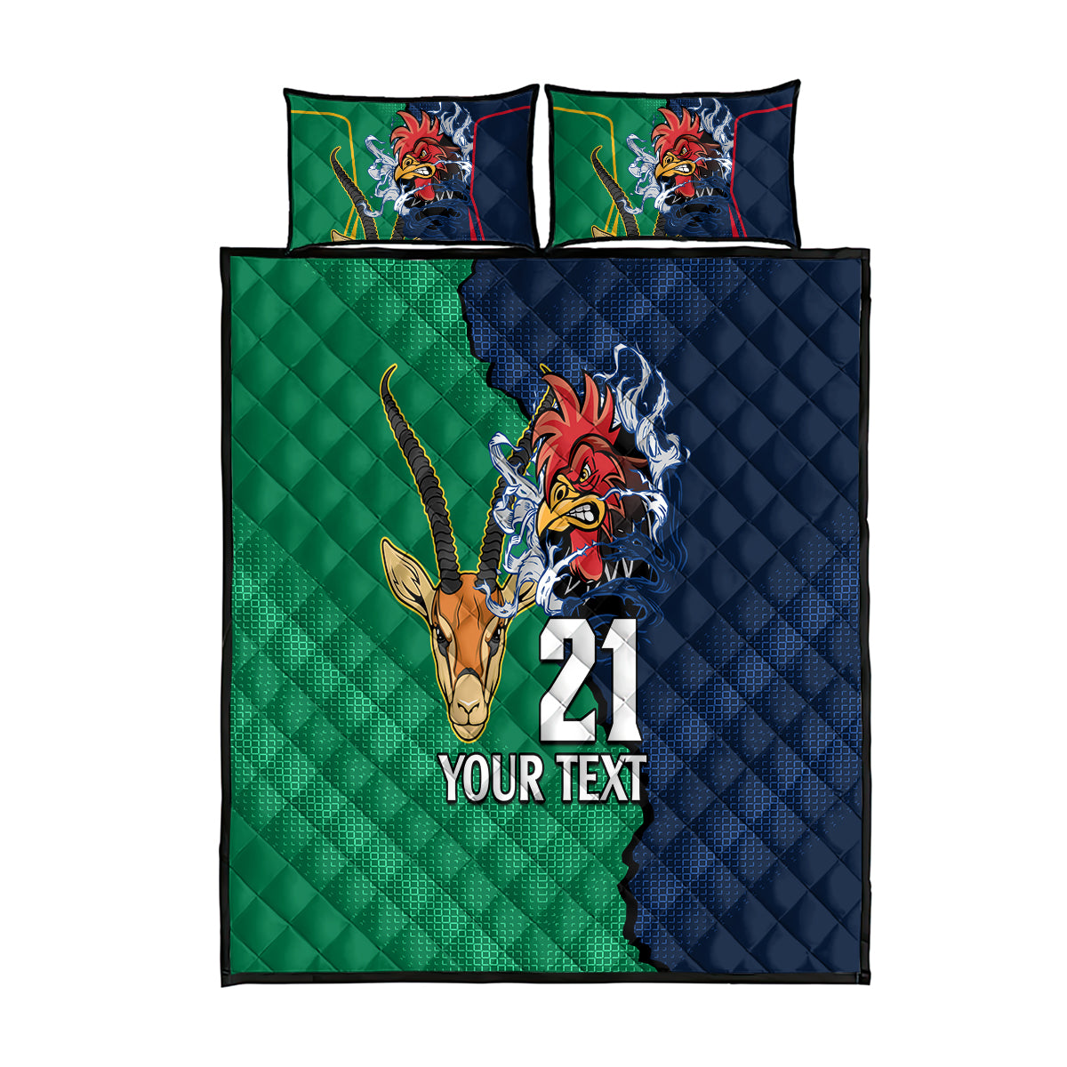 custom-france-south-africa-rugby-quilt-bed-set-springboks-and-gallic-rooster-world-cup-2023