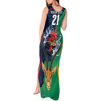 Custom France South Africa Rugby Tank Maxi Dress Springboks and Gallic Rooster World Cup 2023 - Wonder Print Shop