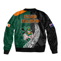 New Zealand Ireland Rugby Bomber Jacket Warrior Black Fern and Shamrocks World Cup 2023 LT9 - Wonder Print Shop
