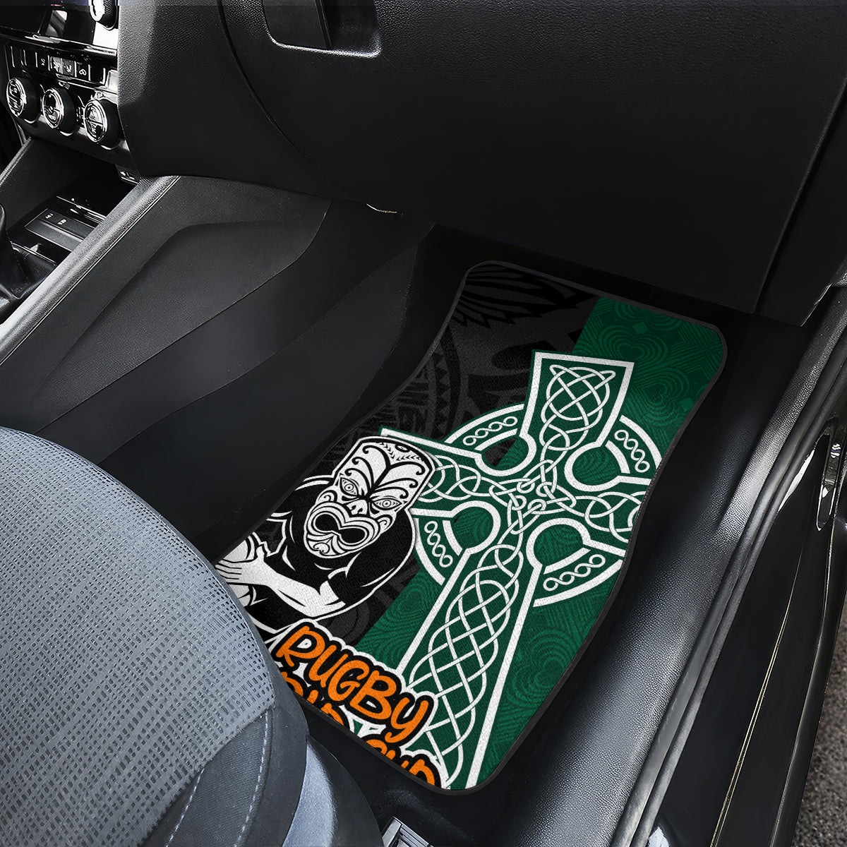New Zealand Ireland Rugby Car Mats Warrior Black Fern and Shamrocks World Cup 2023 LT9 - Wonder Print Shop