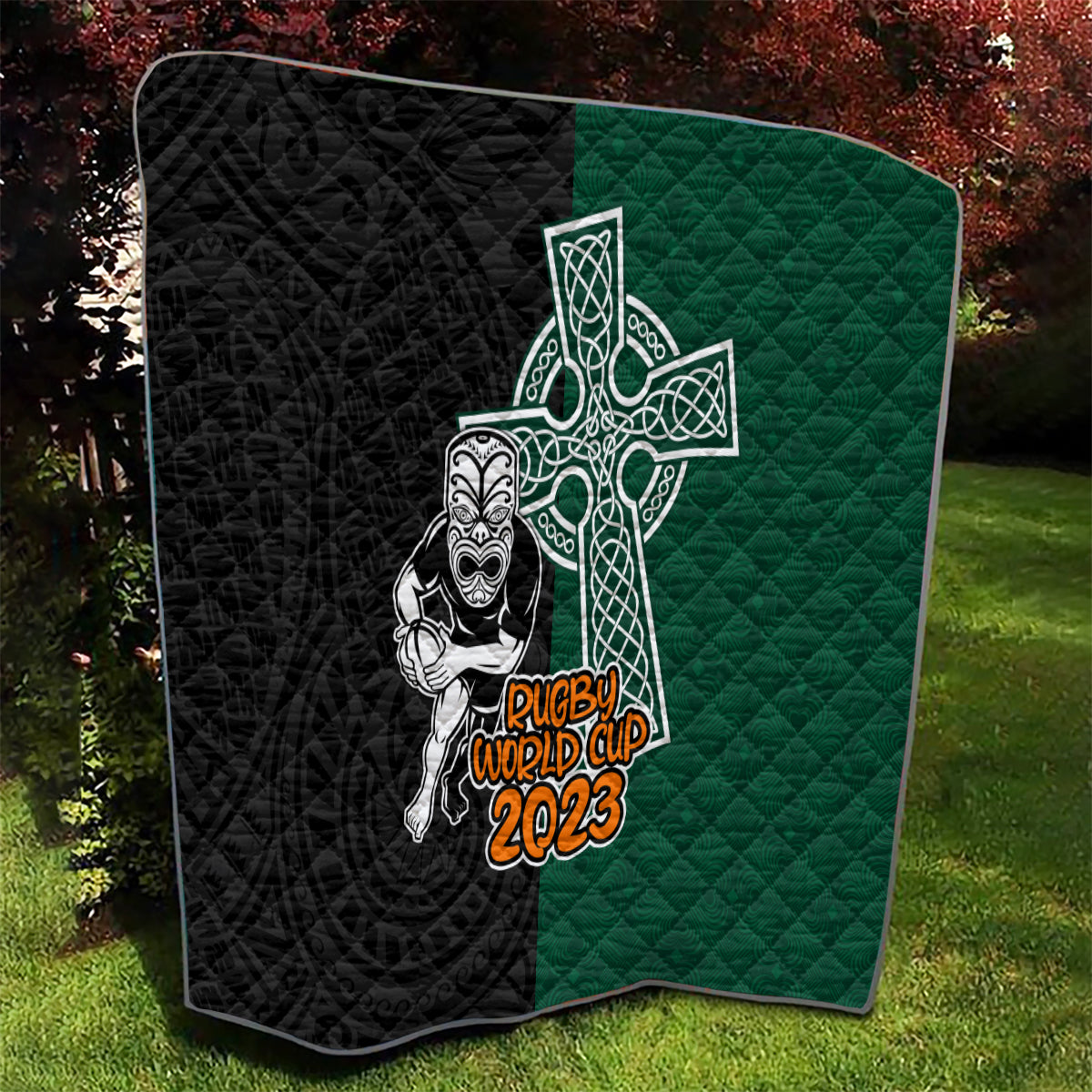 New Zealand Ireland Rugby Quilt Warrior Black Fern and Shamrocks World Cup 2023 - Wonder Print Shop