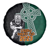 New Zealand Ireland Rugby Spare Tire Cover Warrior Black Fern and Shamrocks World Cup 2023 - Wonder Print Shop