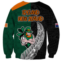 New Zealand Ireland Rugby Sweatshirt Warrior Black Fern and Shamrocks World Cup 2023 - Wonder Print Shop