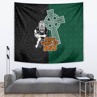 New Zealand Ireland Rugby Tapestry Warrior Black Fern and Shamrocks World Cup 2023 - Wonder Print Shop