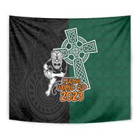 New Zealand Ireland Rugby Tapestry Warrior Black Fern and Shamrocks World Cup 2023 - Wonder Print Shop