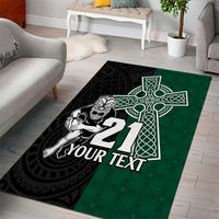 Custom New Zealand Ireland Rugby Area Rug Warrior Black Fern and Shamrocks World Cup 2023 LT9 - Wonder Print Shop