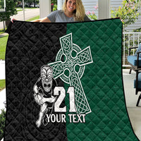 Custom New Zealand Ireland Rugby Quilt Warrior Black Fern and Shamrocks World Cup 2023 - Wonder Print Shop
