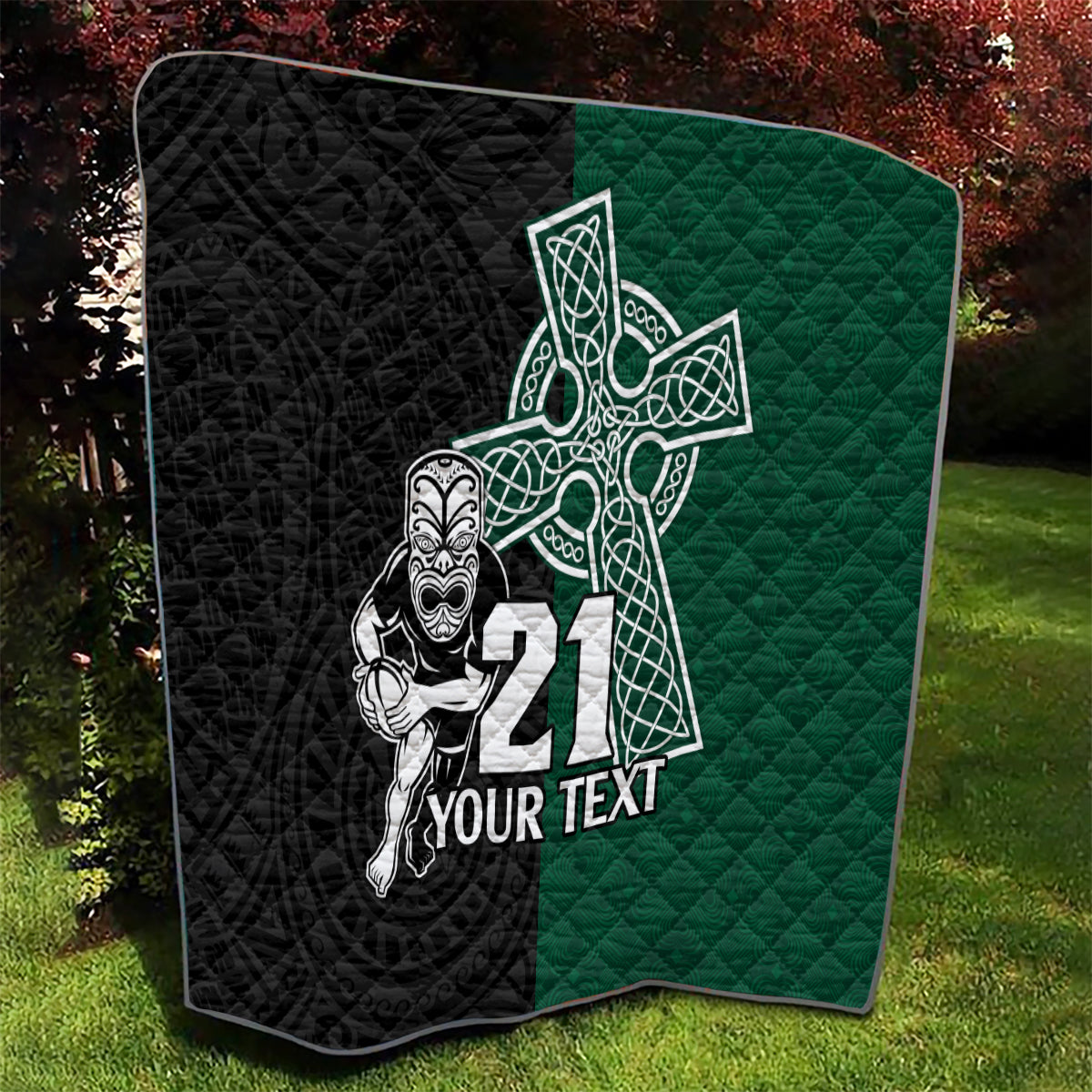 Custom New Zealand Ireland Rugby Quilt Warrior Black Fern and Shamrocks World Cup 2023 - Wonder Print Shop