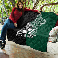 Custom New Zealand Ireland Rugby Quilt Warrior Black Fern and Shamrocks World Cup 2023 - Wonder Print Shop