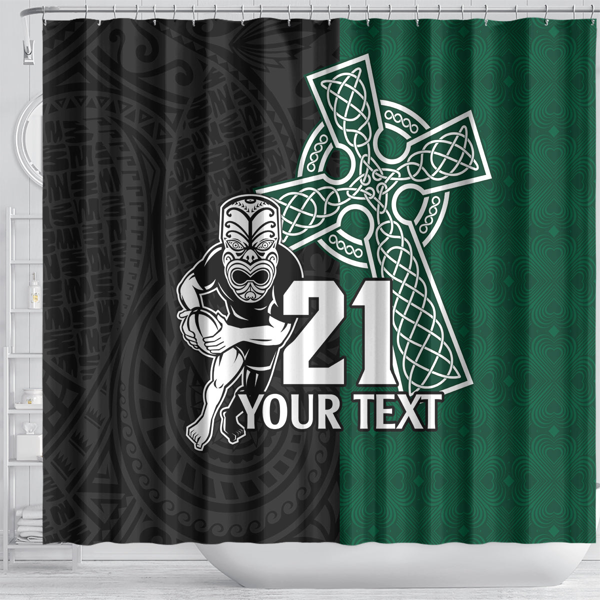custom-new-zealand-ireland-rugby-shower-curtain-warrior-black-fern-and-shamrocks-world-cup-2023