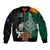 Custom New Zealand Ireland Rugby Sleeve Zip Bomber Jacket Warrior Black Fern and Shamrocks World Cup 2023 - Wonder Print Shop