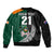 Custom New Zealand Ireland Rugby Sleeve Zip Bomber Jacket Warrior Black Fern and Shamrocks World Cup 2023 - Wonder Print Shop