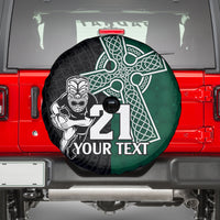 Custom New Zealand Ireland Rugby Spare Tire Cover Warrior Black Fern and Shamrocks World Cup 2023 - Wonder Print Shop
