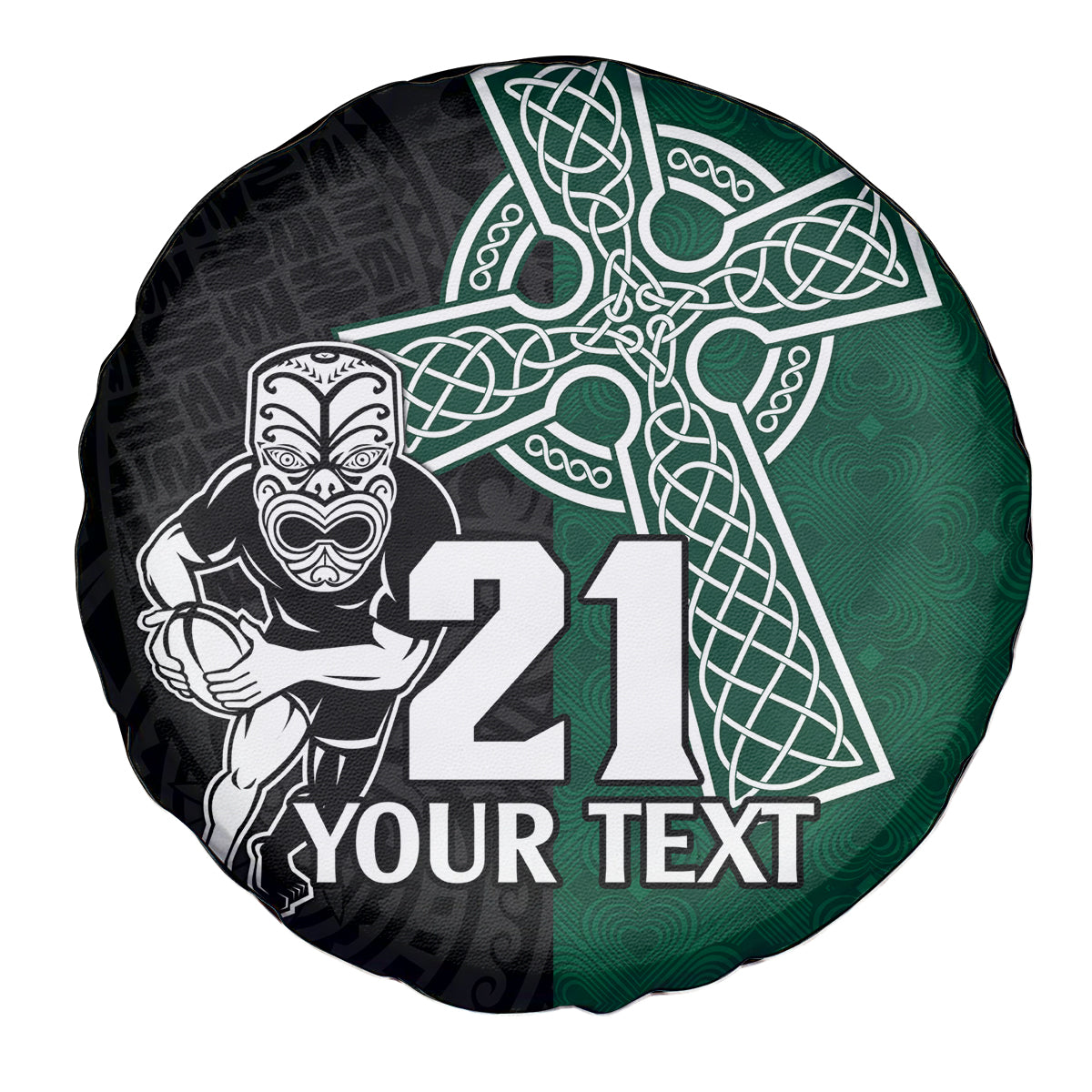 Custom New Zealand Ireland Rugby Spare Tire Cover Warrior Black Fern and Shamrocks World Cup 2023 - Wonder Print Shop