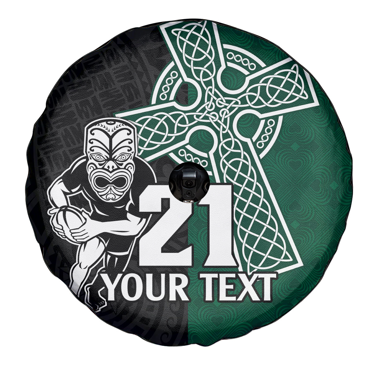 Custom New Zealand Ireland Rugby Spare Tire Cover Warrior Black Fern and Shamrocks World Cup 2023 - Wonder Print Shop