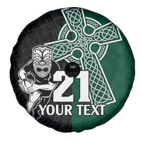 Custom New Zealand Ireland Rugby Spare Tire Cover Warrior Black Fern and Shamrocks World Cup 2023 - Wonder Print Shop