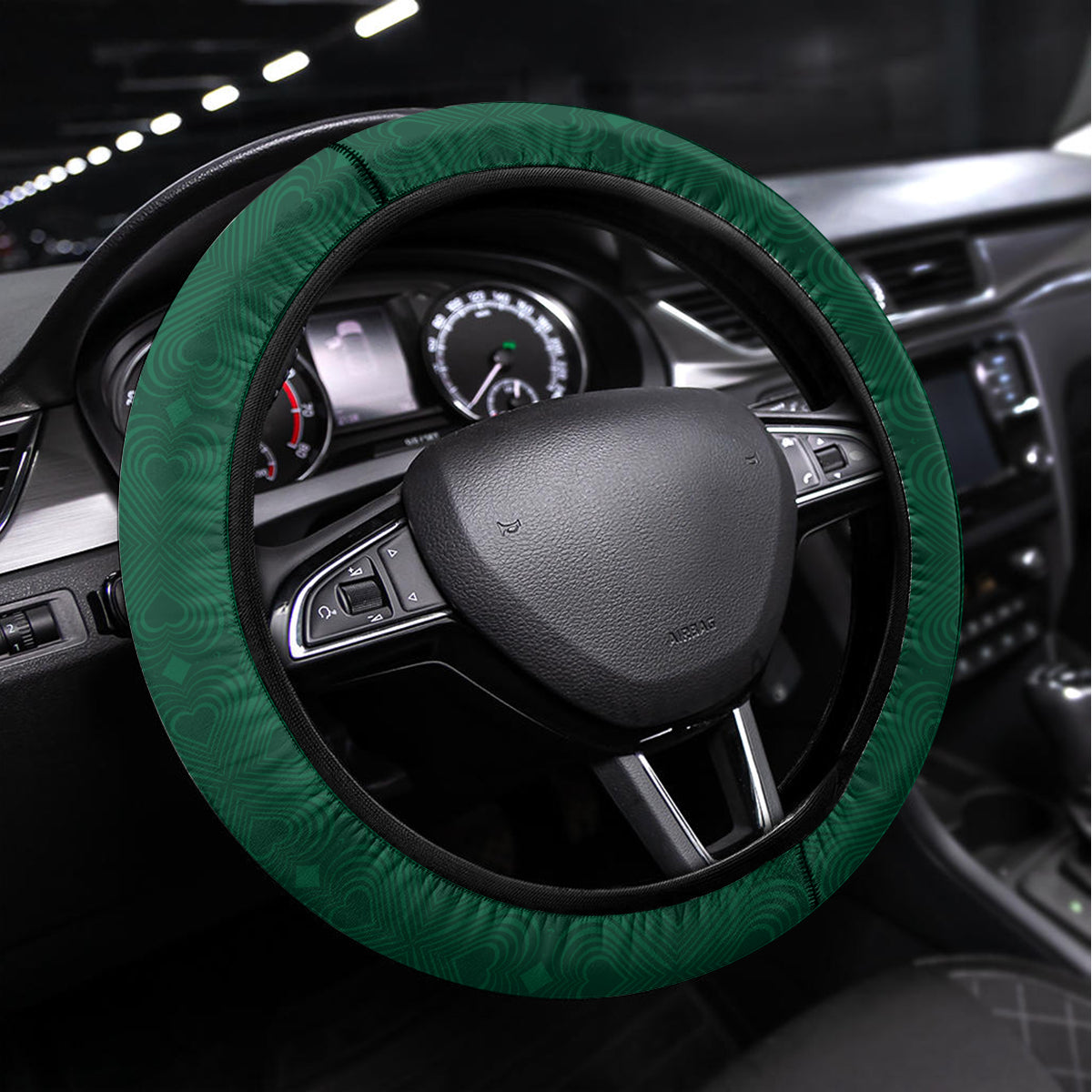 New Zealand Ireland Rugby Steering Wheel Cover Warrior Black Fern and Shamrocks World Cup 2023 - Wonder Print Shop