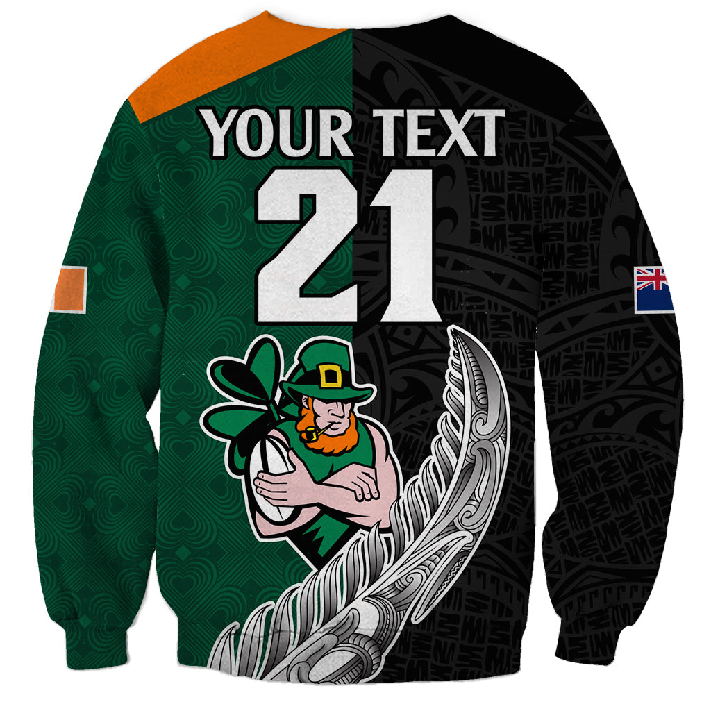 Custom New Zealand Ireland Rugby Sweatshirt Warrior Black Fern and Shamrocks World Cup 2023 - Wonder Print Shop