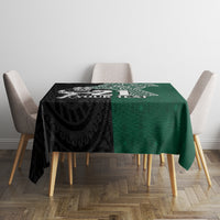 Custom New Zealand Ireland Rugby Tablecloth Warrior Black Fern and Shamrocks World Cup 2023 - Wonder Print Shop