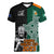 Custom New Zealand Ireland Rugby Women V Neck T Shirt Warrior Black Fern and Shamrocks World Cup 2023 - Wonder Print Shop