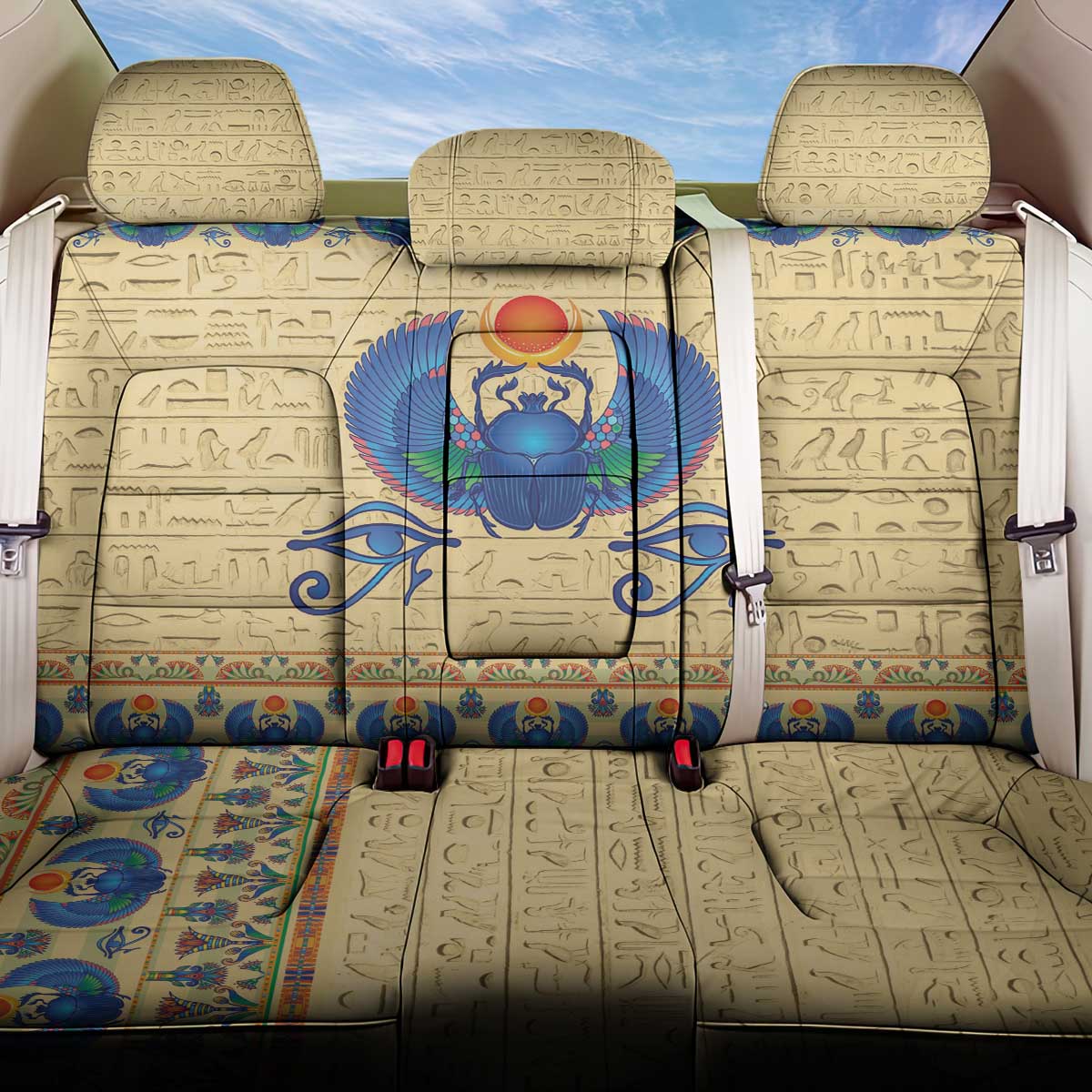 Ancient Egypt Scarab Beetle Back Car Seat Cover LT9 - Wonder Print Shop