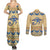Ancient Egypt Scarab Beetle Couples Matching Summer Maxi Dress and Long Sleeve Button Shirt LT9 - Wonder Print Shop