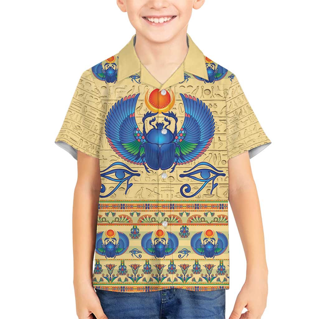 Ancient Egypt Scarab Beetle Family Matching Long Sleeve Bodycon Dress and Hawaiian Shirt LT9 - Wonder Print Shop