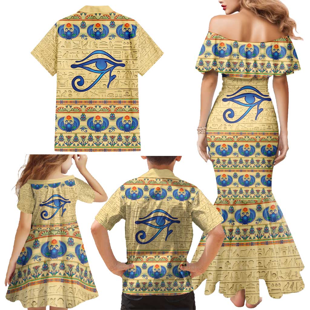 Ancient Egypt Scarab Beetle Family Matching Mermaid Dress and Hawaiian Shirt LT9 - Wonder Print Shop