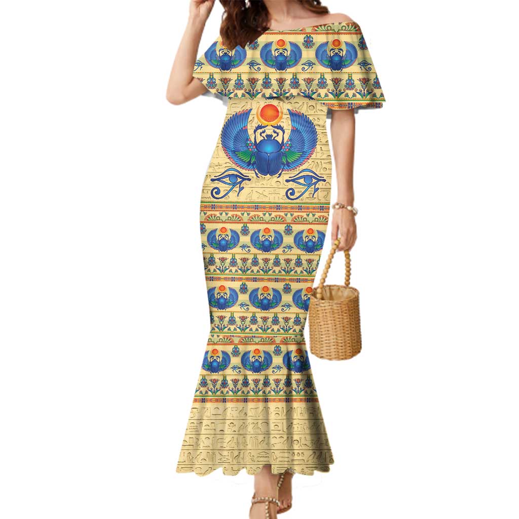 Ancient Egypt Scarab Beetle Family Matching Mermaid Dress and Hawaiian Shirt LT9 - Wonder Print Shop