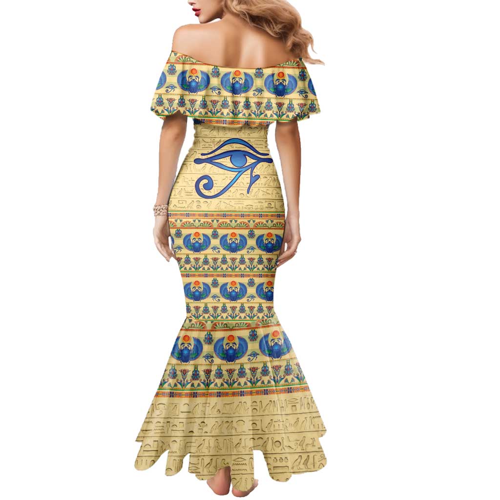 Ancient Egypt Scarab Beetle Family Matching Mermaid Dress and Hawaiian Shirt LT9 - Wonder Print Shop