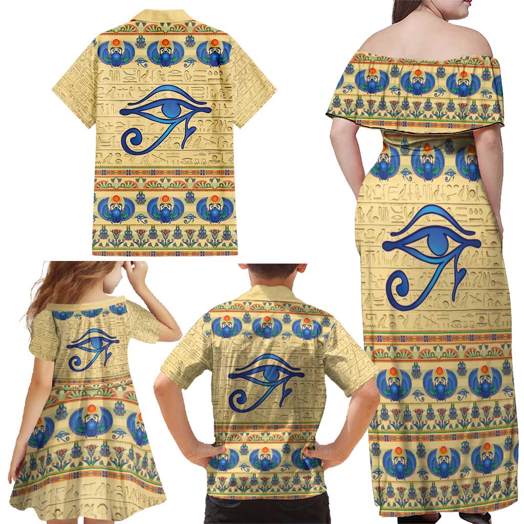 Ancient Egypt Scarab Beetle Family Matching Off Shoulder Maxi Dress and Hawaiian Shirt LT9 - Wonder Print Shop
