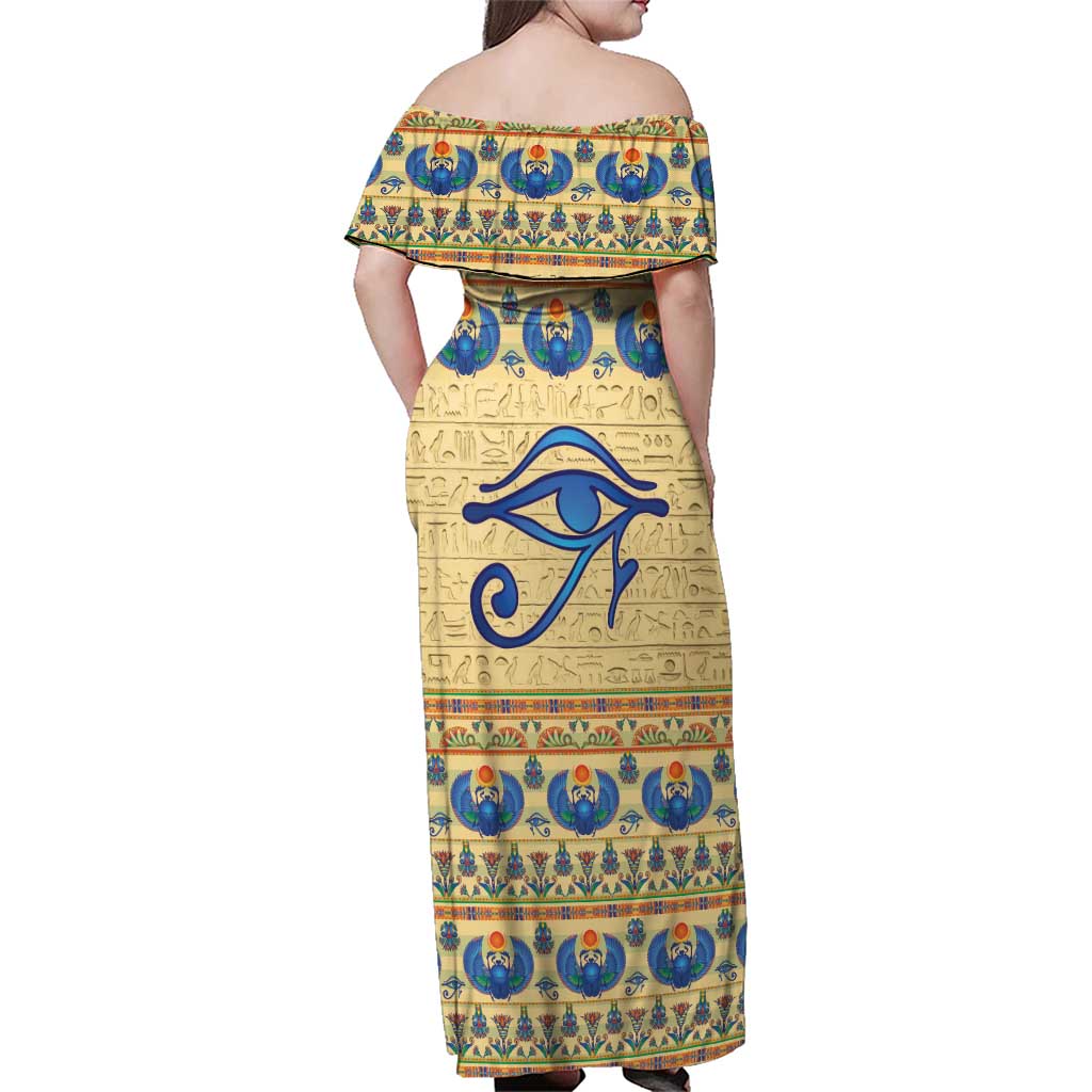 Ancient Egypt Scarab Beetle Family Matching Off Shoulder Maxi Dress and Hawaiian Shirt LT9 - Wonder Print Shop