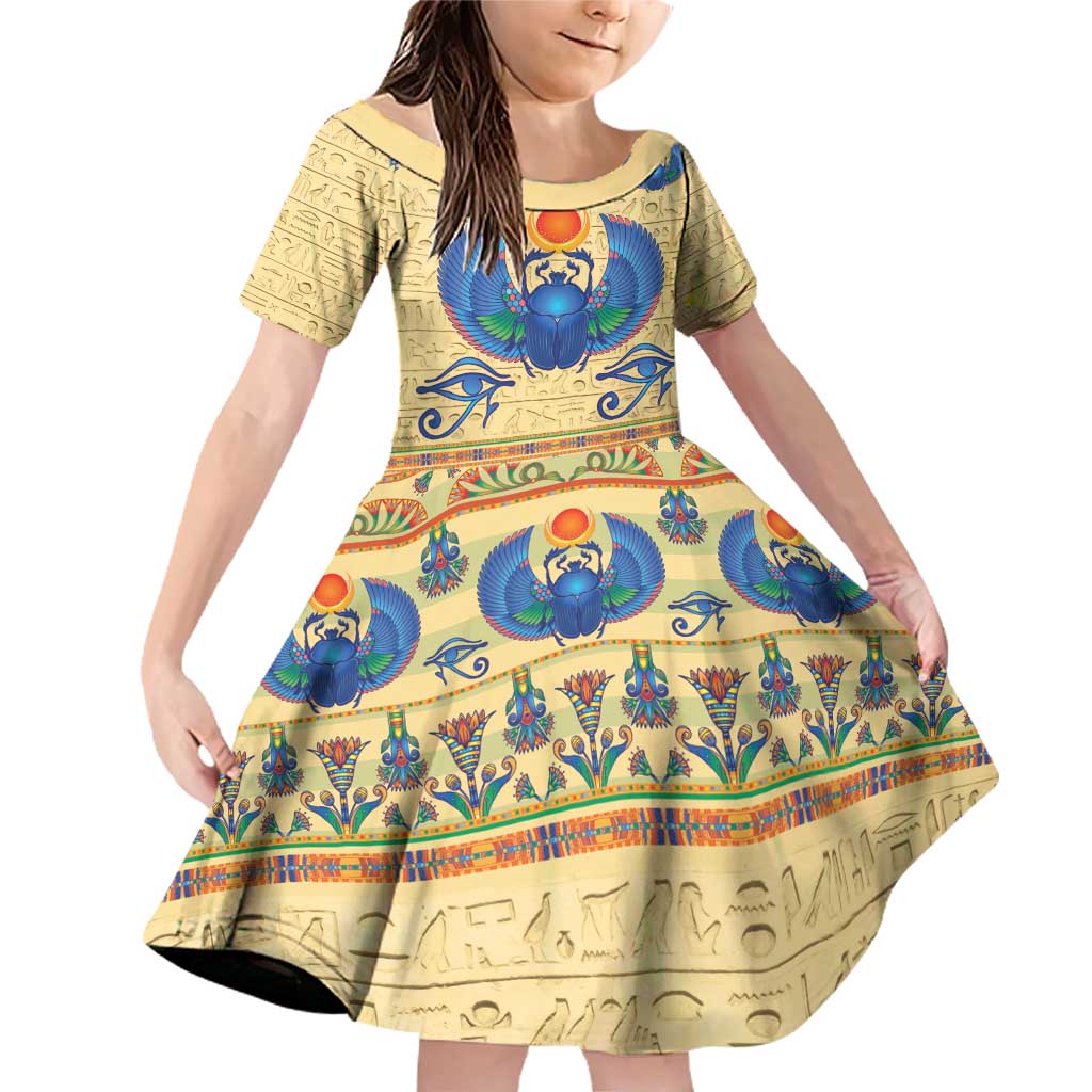 Ancient Egypt Scarab Beetle Family Matching Off Shoulder Short Dress and Hawaiian Shirt LT9 - Wonder Print Shop