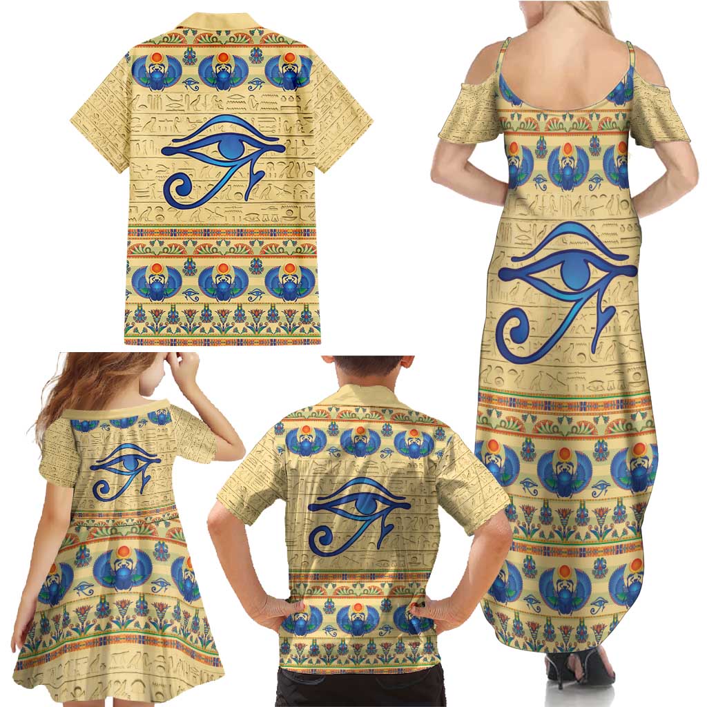 Ancient Egypt Scarab Beetle Family Matching Summer Maxi Dress and Hawaiian Shirt - Wonder Print Shop