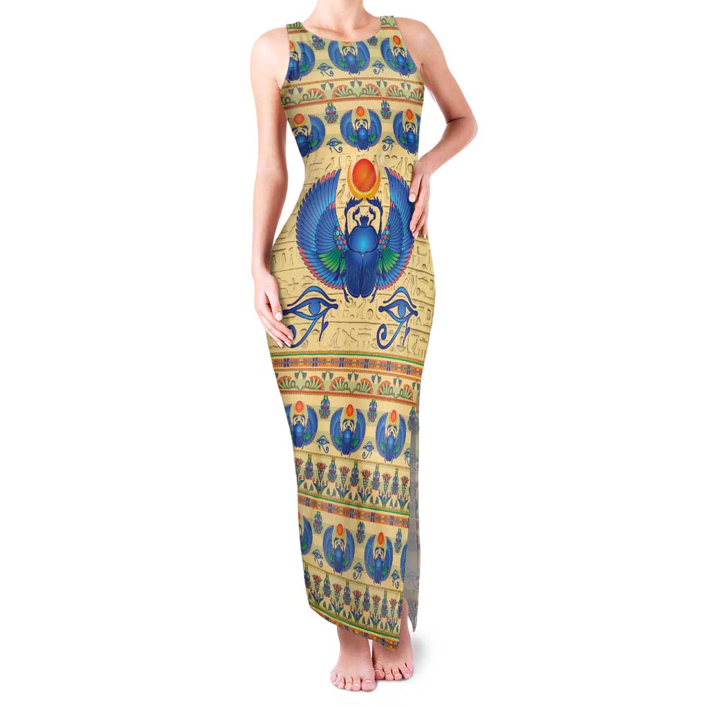Ancient Egypt Scarab Beetle Family Matching Tank Maxi Dress and Hawaiian Shirt - Wonder Print Shop