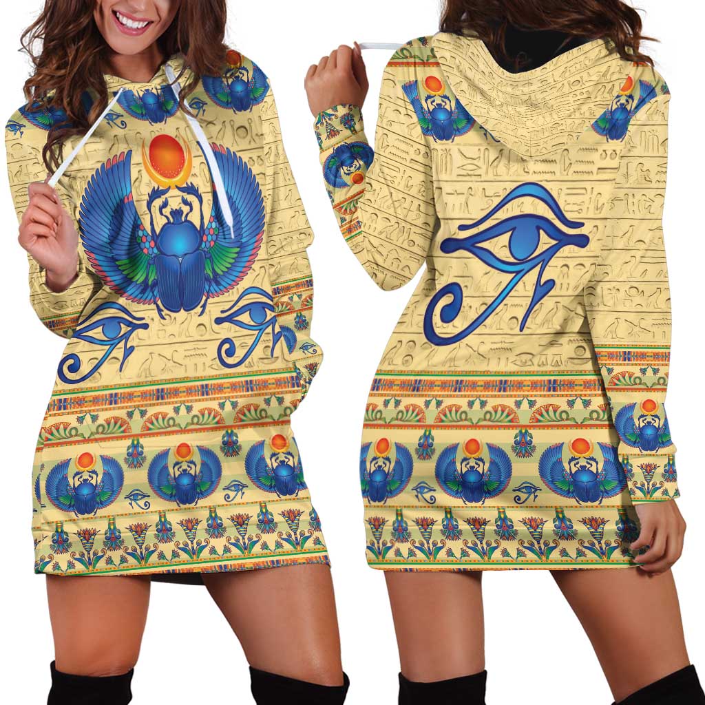 Ancient Egypt Scarab Beetle Hoodie Dress - Wonder Print Shop