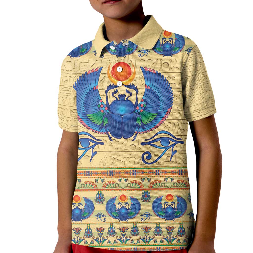 Ancient Egypt Scarab Beetle Kid Polo Shirt - Wonder Print Shop