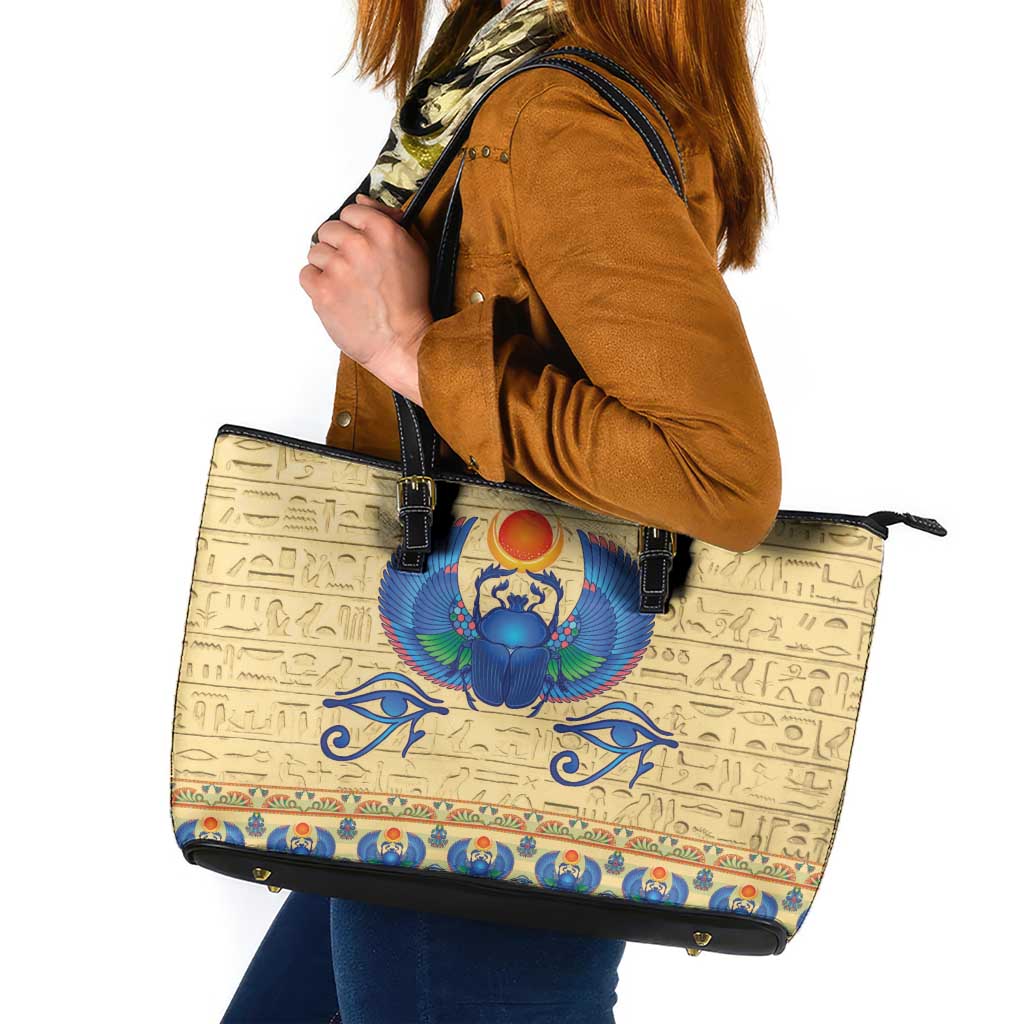Ancient Egypt Scarab Beetle Leather Tote Bag - Wonder Print Shop