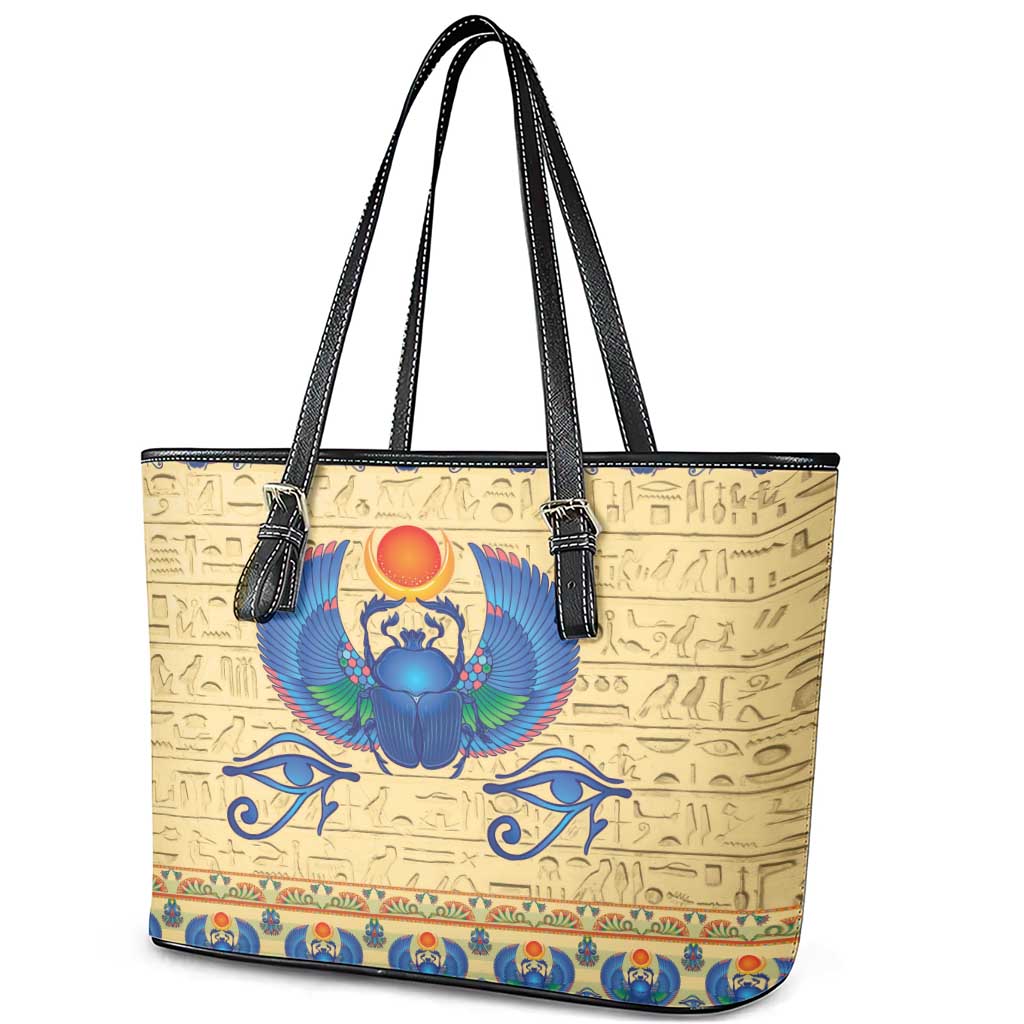 Ancient Egypt Scarab Beetle Leather Tote Bag - Wonder Print Shop