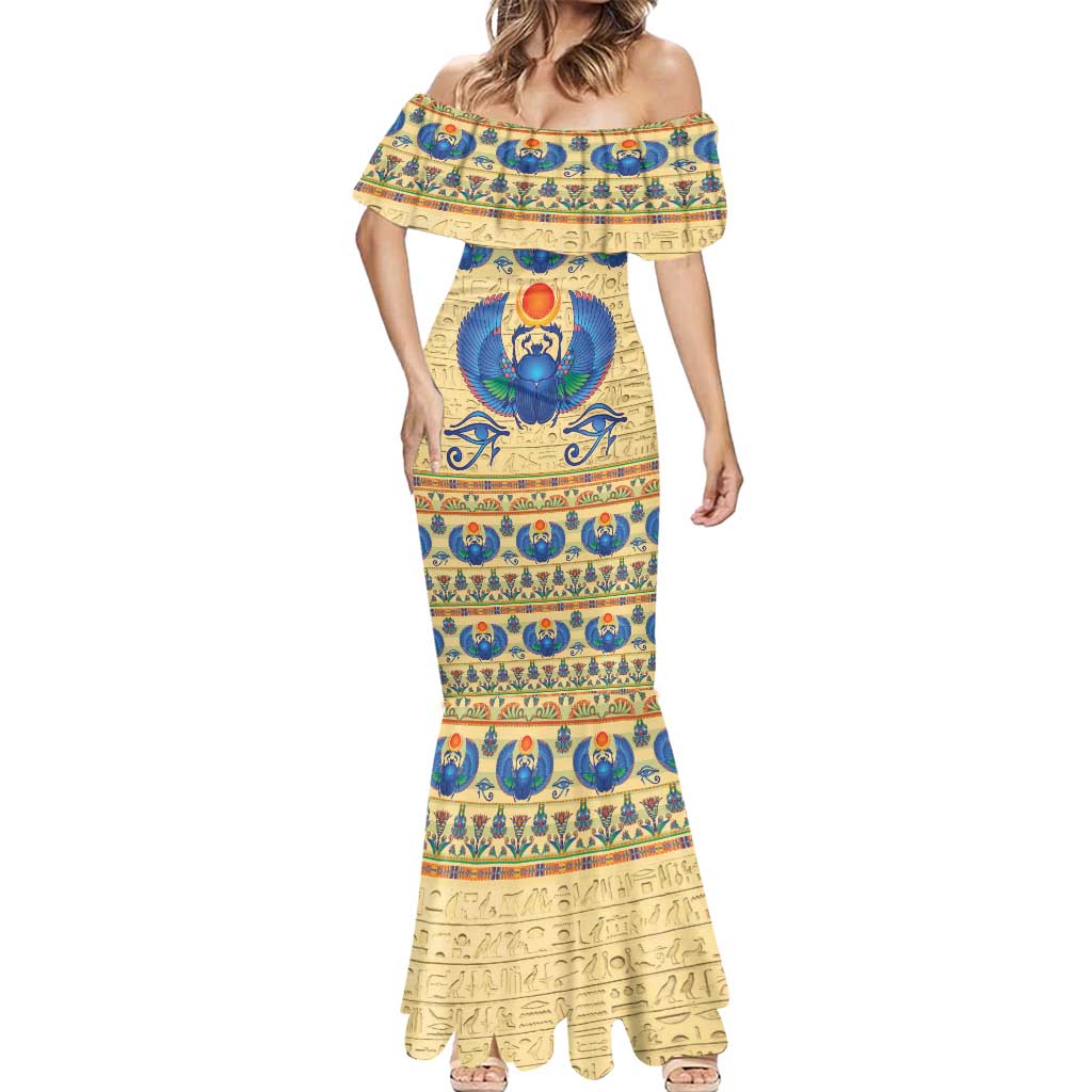 Ancient Egypt Scarab Beetle Mermaid Dress - Wonder Print Shop