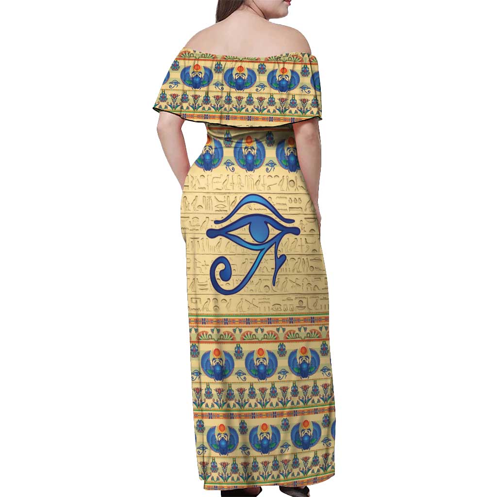 Ancient Egypt Scarab Beetle Off Shoulder Maxi Dress - Wonder Print Shop