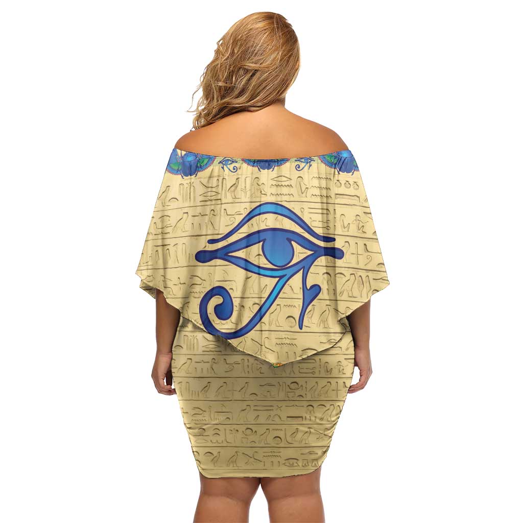 Ancient Egypt Scarab Beetle Off Shoulder Short Dress - Wonder Print Shop