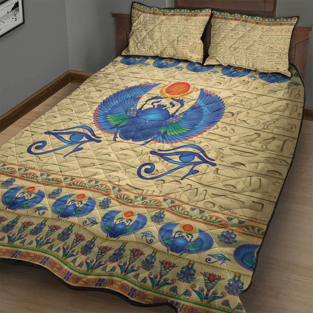 Ancient Egypt Scarab Beetle Quilt Bed Set - Wonder Print Shop