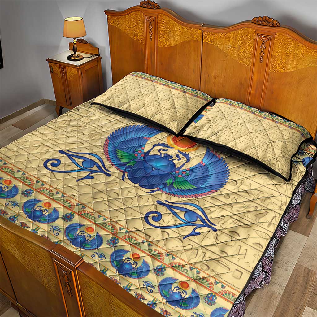 Ancient Egypt Scarab Beetle Quilt Bed Set - Wonder Print Shop