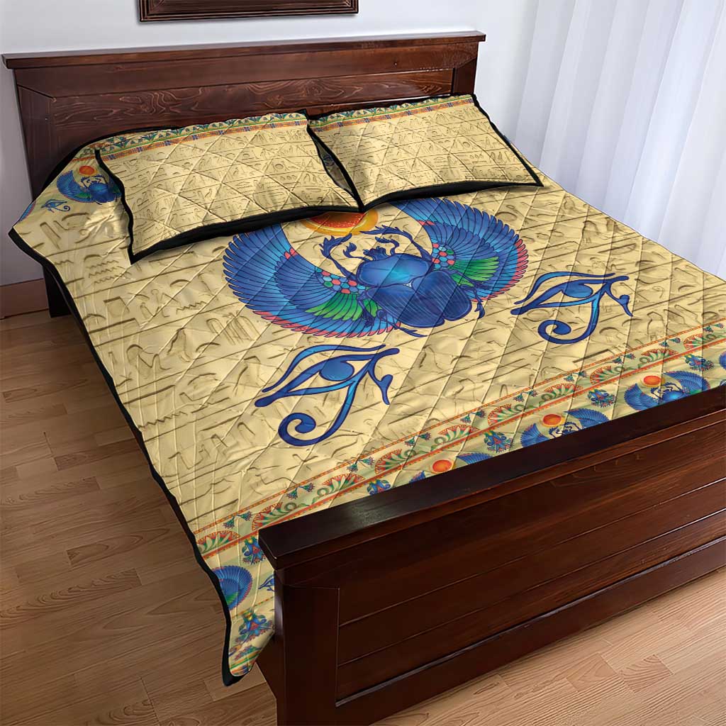 Ancient Egypt Scarab Beetle Quilt Bed Set - Wonder Print Shop